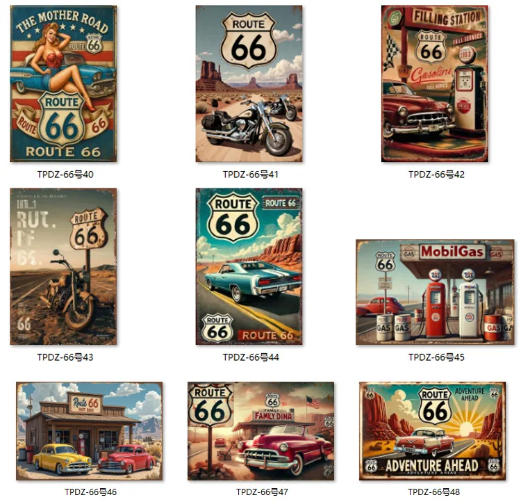 Vintage Retro American Route 66 Tin Metal Sign Wall Art Decor For Bar Restaurant Home Living Room Wall Hanging Decoration