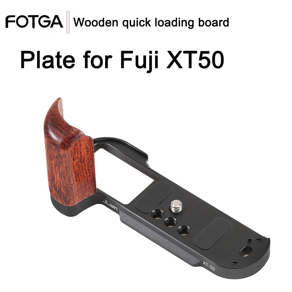 

FOTGA For Fujifilm XT-50 Camera Grip L-type Quick Release Plate Pear Wooden Grip Aluminum Base Portable Hand Bracket Accessories