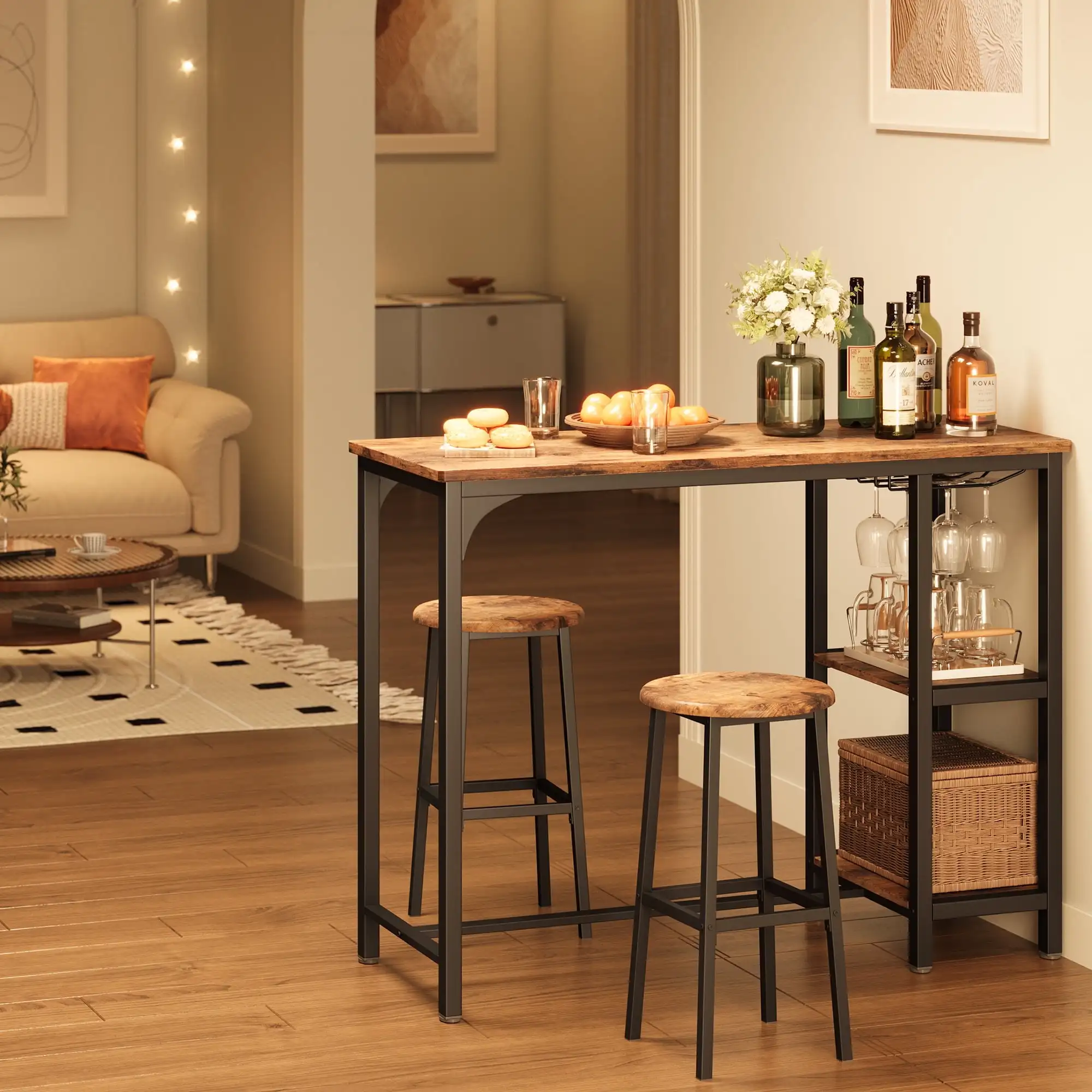 

3-Piece Bar Table and Chairs Set, Small Dining Table Set for 2, Christmas Gifts Kitchen Table for Living Room,