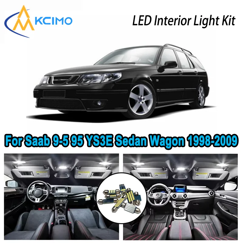

Высококачественный светодиодный комплект для салона Saab 9-5 95 YS3E Sedan Wagon 1998-2009 1999 2000 Безобчатый купольный багажник с картой Автомобильные лампы