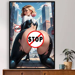 Anime Kartun Superhero Seksi Gwen Kanvas Poster Lukisan Dekoratif Uncensored HD Cetak Dinding Seni NSFW Rumah AI Lukisan Seni Mural 12 kanvas hentai penjualan terbaik - №