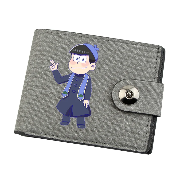 Lona adolescentes carteira titular do cartão carteira masculino saco de dinheiro titular curto masculino bolsa para anime osomatsu san crianças dos desenhos animados saco de moedas