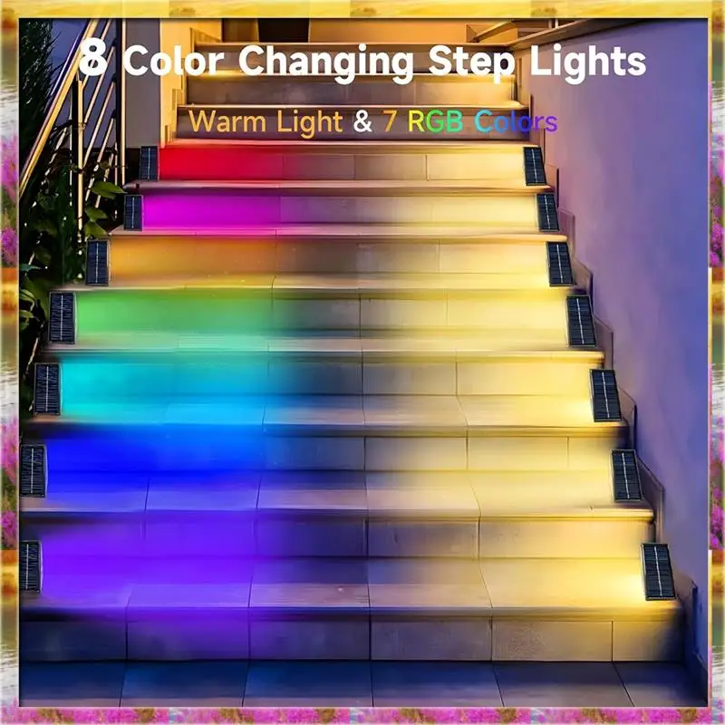 Aug. 4Pack Solar Step Lights For Outside,Solar Stair Lights For Step,Stair,Patio,Yard,Deck,Wall