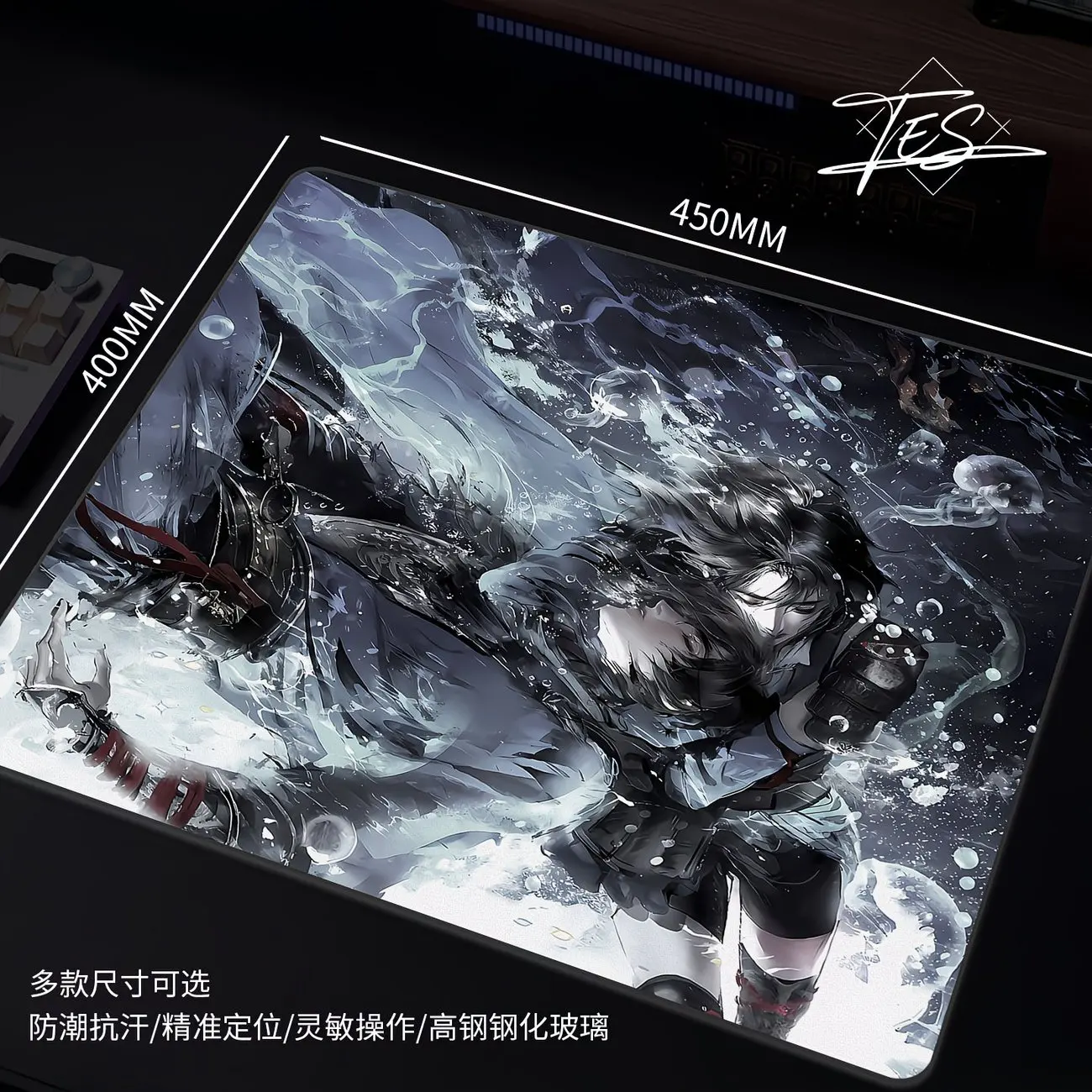 Anime Couple Micro Etching Glass Mouse Pad Game Pad Smooth Frosted Surface Waterproof Desk Tempered Large Multiple Size Optional
