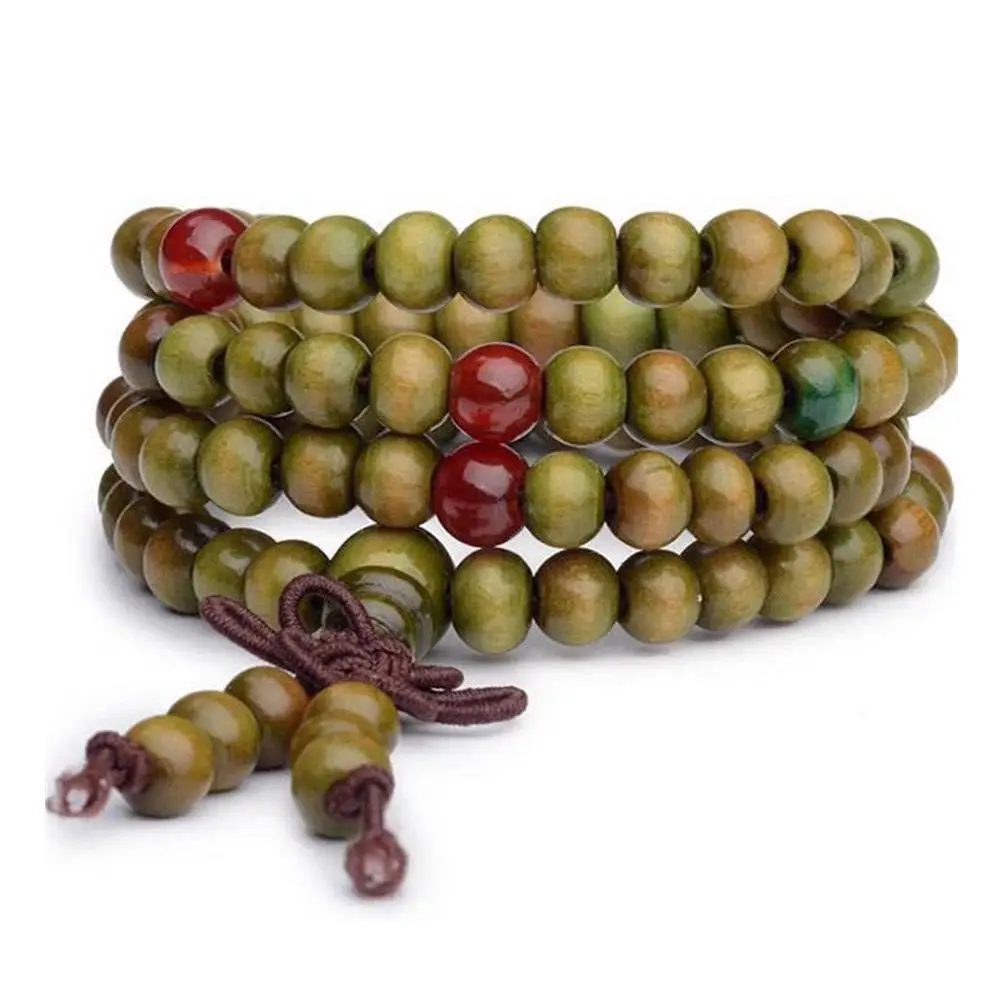 6mm Natural Sandalwood Buddhist Beads Bracelets 108 Buddha Bangles Meditation Prayer Bracelet Wood layer Beaded Men Women B U3A6