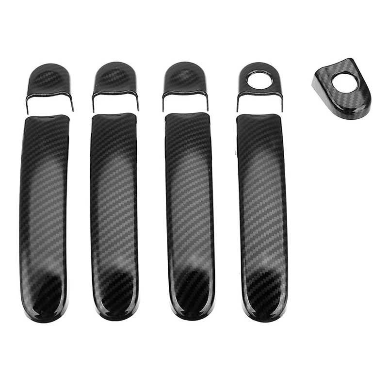 18Pcs ABS Chrome Door Handle Covers Trim For TRANSPORTER T5 T6 CADDY VAN 2003-2015 Carbon Fiber Style