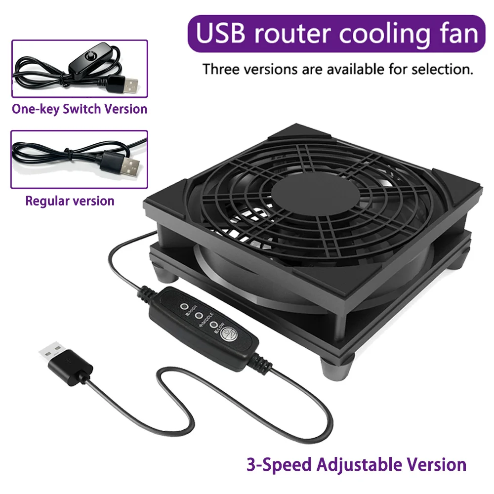 120mm 5V USB Router Cooling Fan 3 Versions: Regular / One-key Switch / 3-Speed Adjustable Silent Cooler for Router TV Box PC