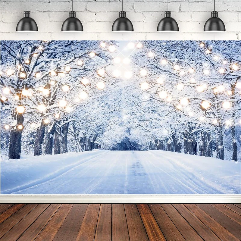 Winter Schnee Fotografie Hintergrund Straße Straße Serie Lichter Foto Studio Poster Kiosk Weihnachten Hintergrund Banner Requisiten