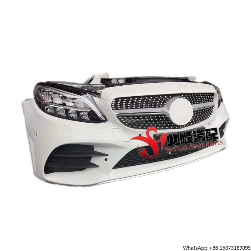 Wholesale C-class W205 Front Bumper Body Kit LED Lights with Complete Front Nose for