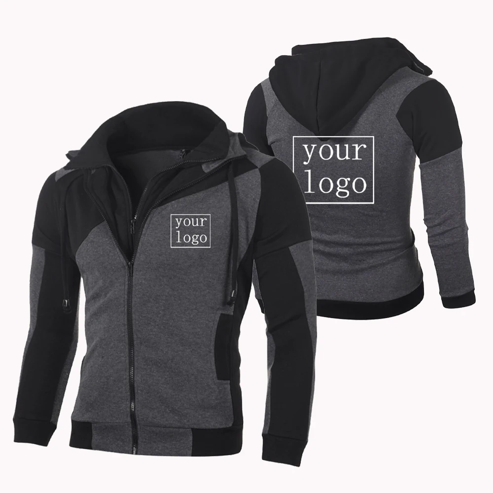 

DIY Hoodies Men Print Your Like Photo or Logo Your Own Design Custom Jacket Outdoor Patchwork Zipper Sweatshirt Fleece Coat