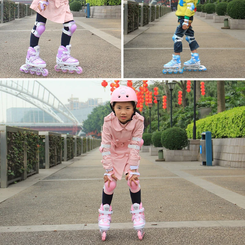 Chaussures de patin à roulettes en ligne pour enfants, patins à roulettes réglables, intérieur en velours dur, roues respirantes lavables, quatre