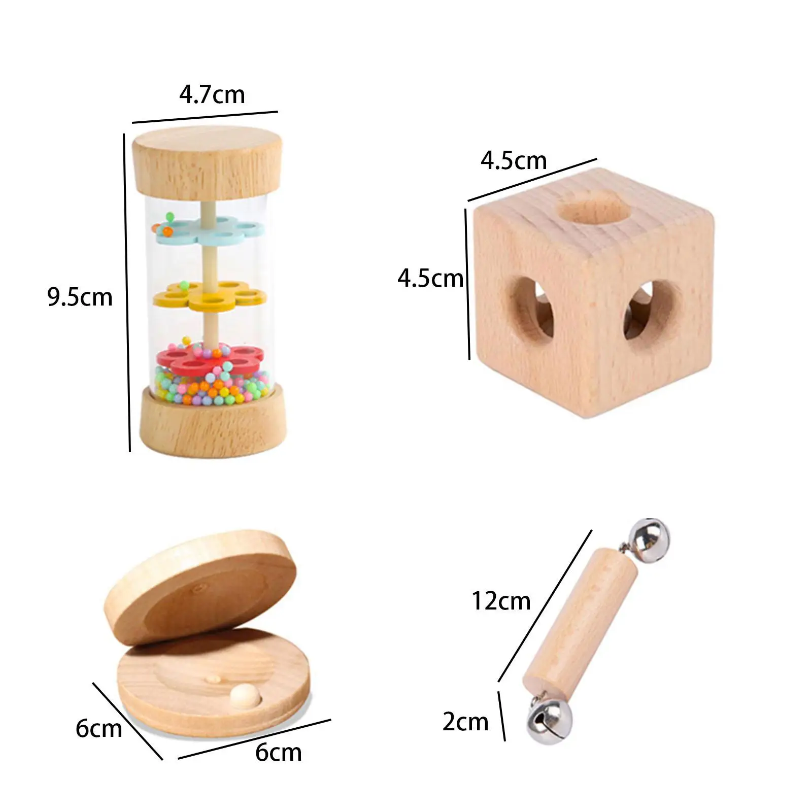 Portable Wood Music Set para crianças, 4x, Hand Bell, Development Sensory Skills Toy, Educação pré-escolar para meninos e meninas, presentes para crianças