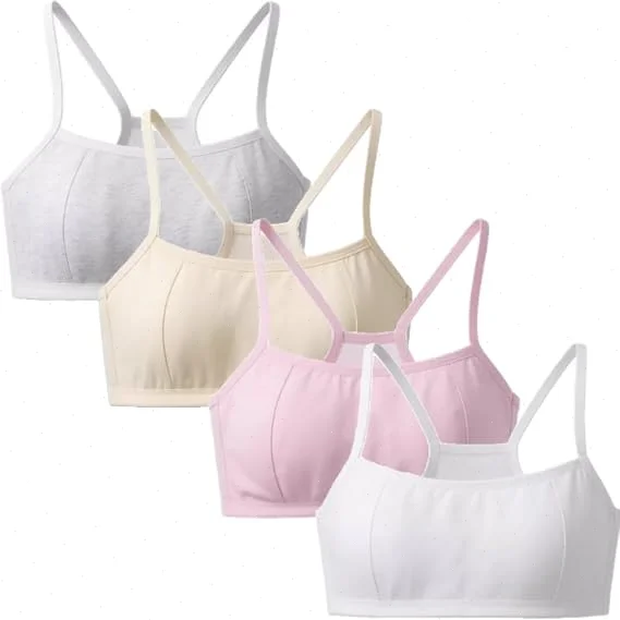 Lot de 1/3 Soutiens-gorge d'entraînement sans couture pour filles, débardeur en coton, gilet de développement pour adolescentes, soutiens-gorge de sport à porter à l'extérieur