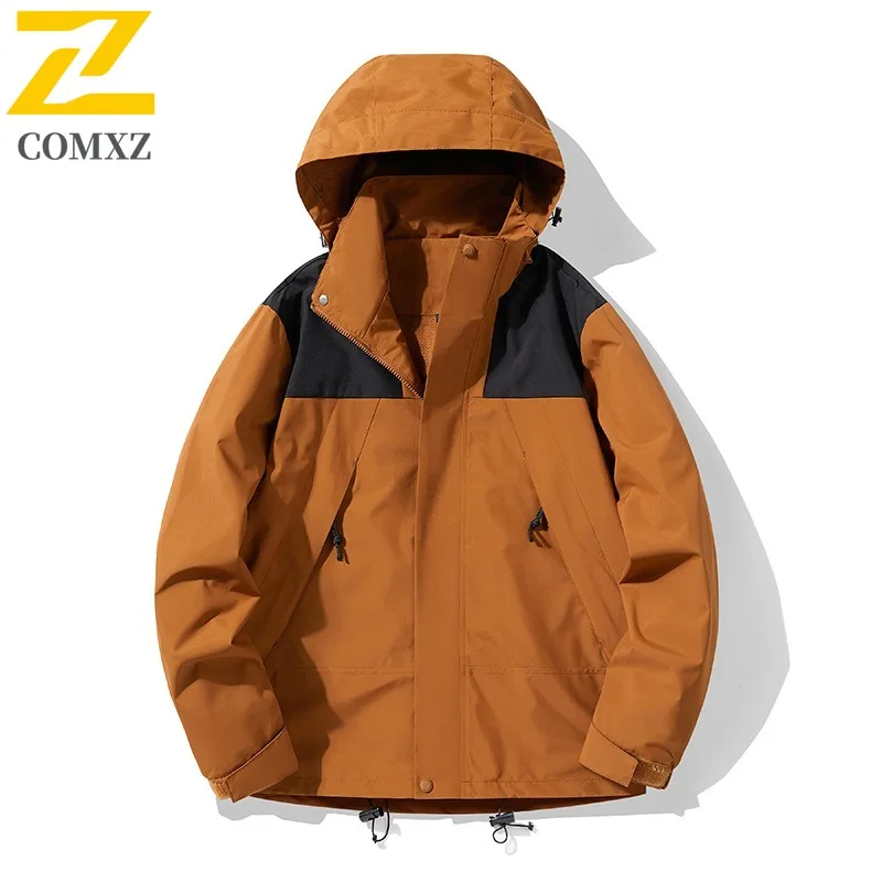 

COMXZ Мужская куртка премиум-класса, удобная уличная куртка для кемпинга, долговечное мотоциклетное пальто с капюшоном, треккинговая легкая осенняя новая ветровка