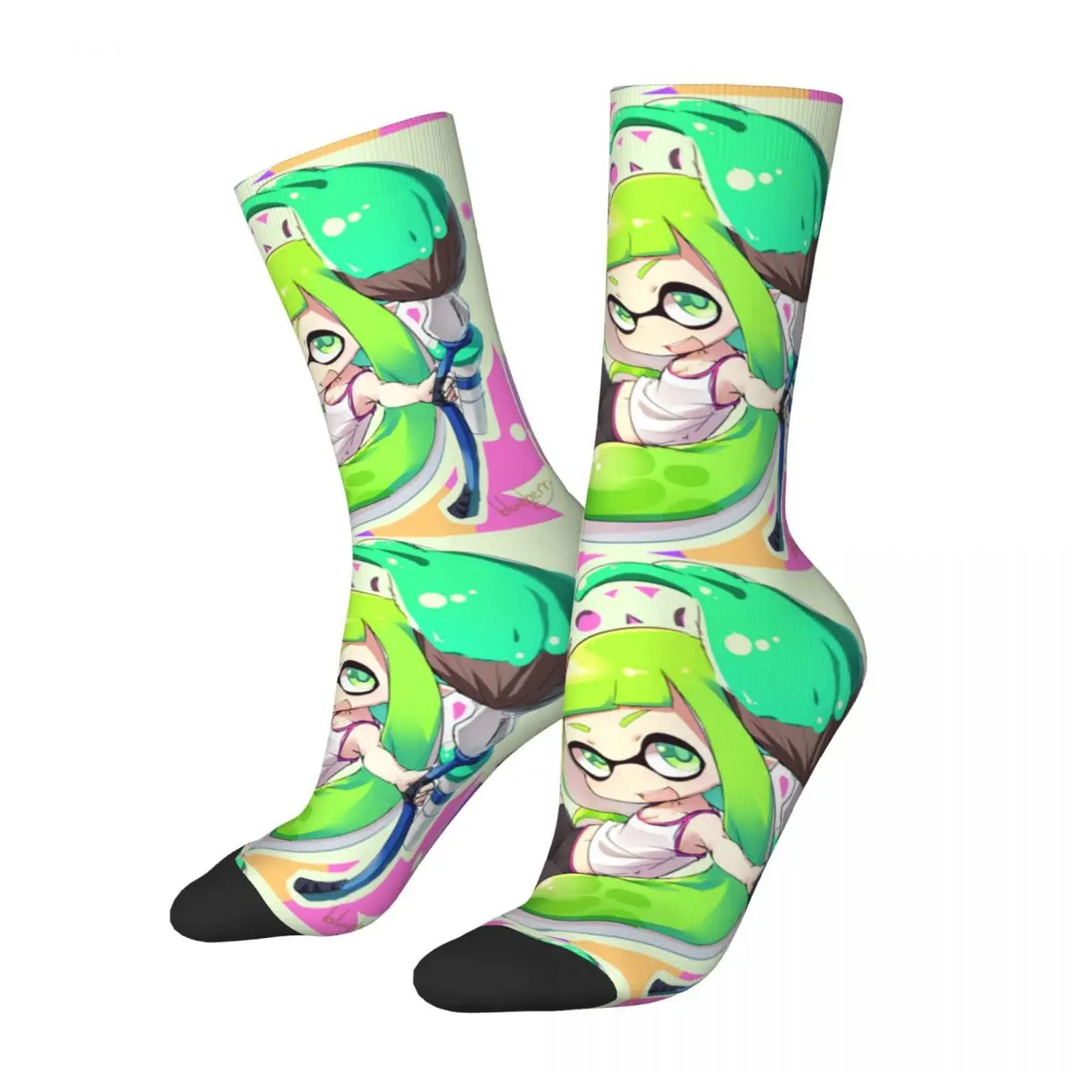 Funny Crazy Compression Sock for Men Inkjet Hip Hop Harajuku Splatoon Happy Quality Pattern Printed Boys Crew Sock Casual Gift