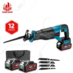 ONEVAN-Sierra recíproca inalámbrica de 3000W, motosierra de velocidad ajustable, sierra eléctrica de corte de tubos de Metal y madera para batería Makita de 18v