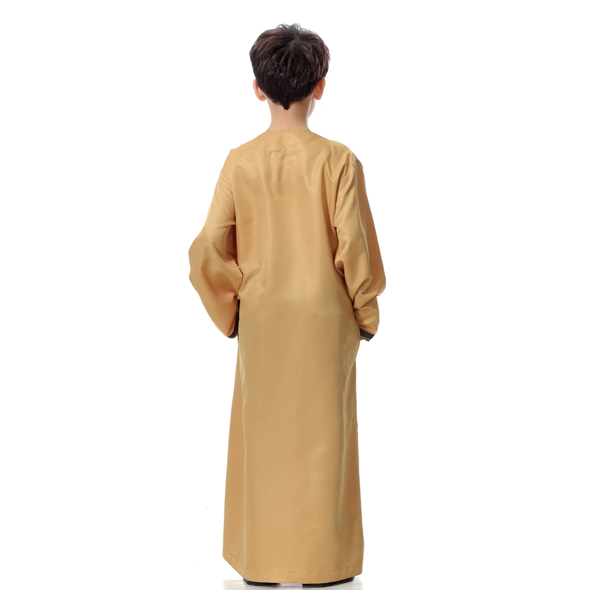 Caftán musulmán para niños, ropa islámica árabe, malayo, turco, Abayas, vestido largo para niños, bata bordada, blanco, amarillo, TH872, 2024