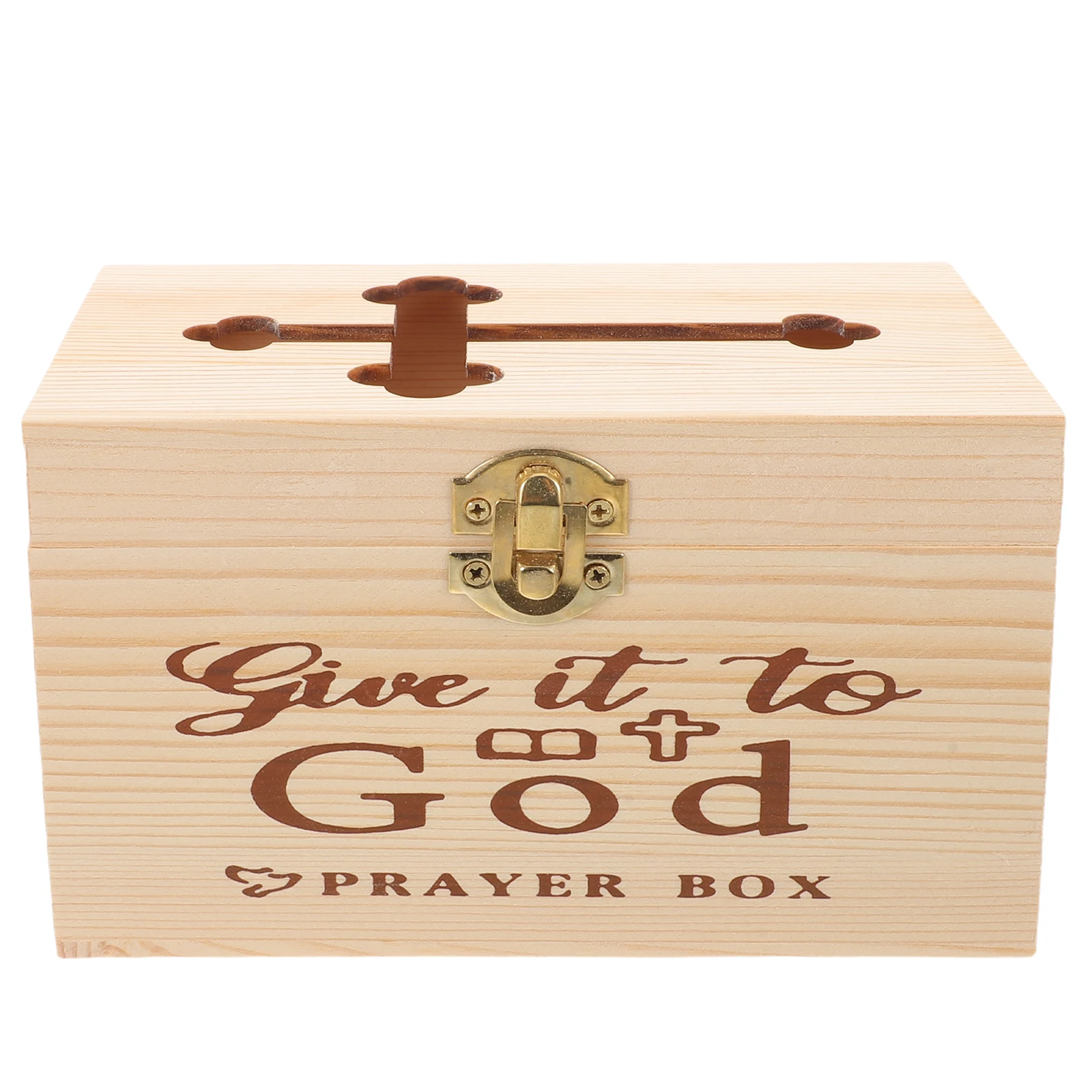 

Pine Wood Christian Prayer Box Wooden Cross Cutout Catholic Keepsake Small Storage Box for Prayer Cards Jewelry Religious Home