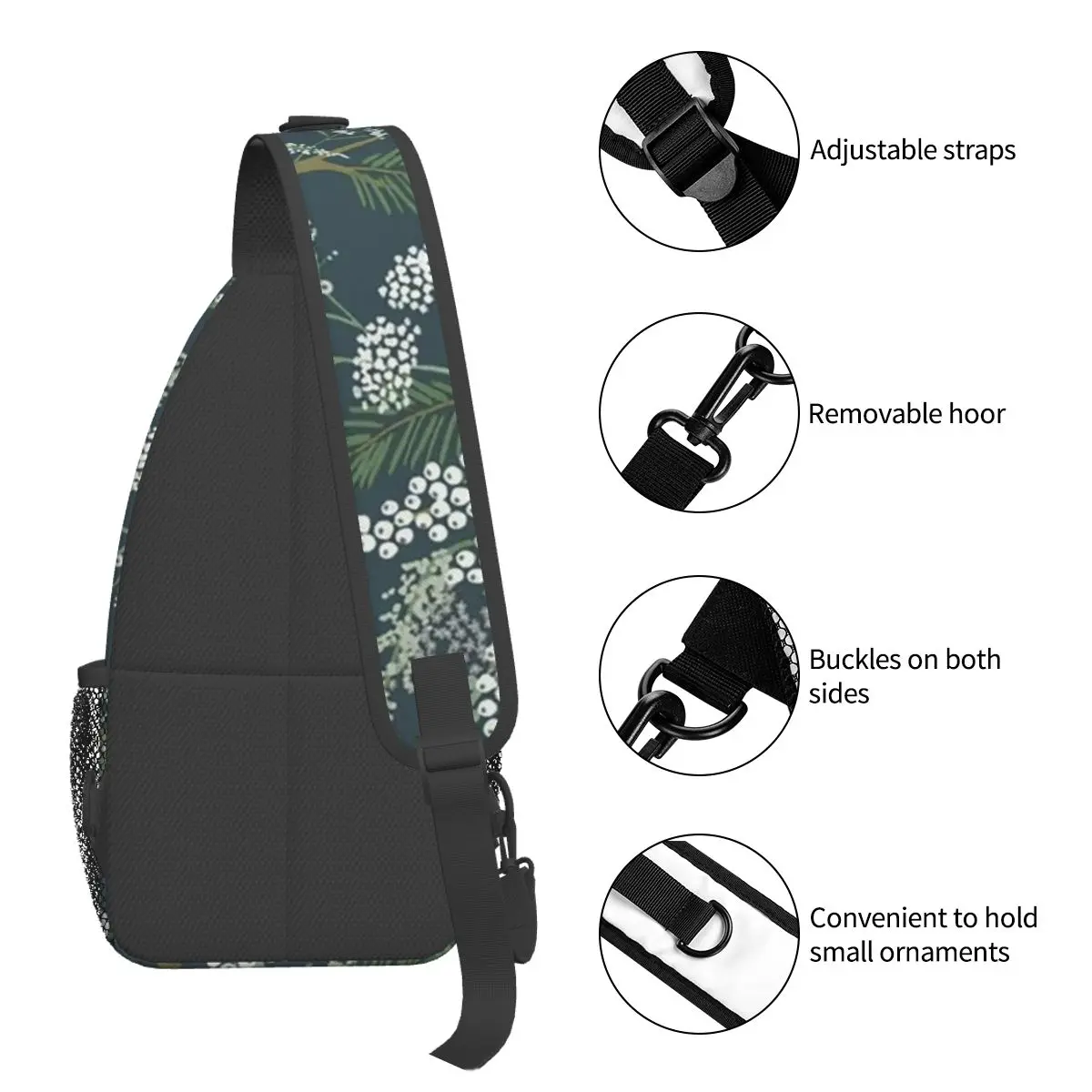 Beautiful Flower Chest Bag Men Sling Crossbody Backpack Chest Bag Travel Hiking Daypack Shoulder Bag