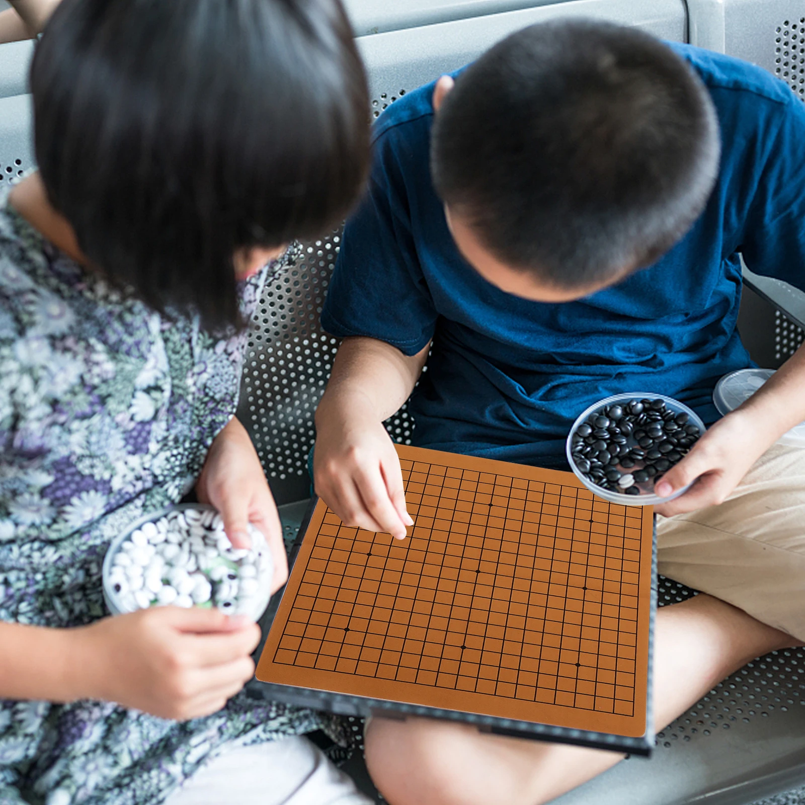 

Double Sided 13x19 Ways Portable Folding Chessboard Kids Travel Game Educational Toy Lightweight PU Material