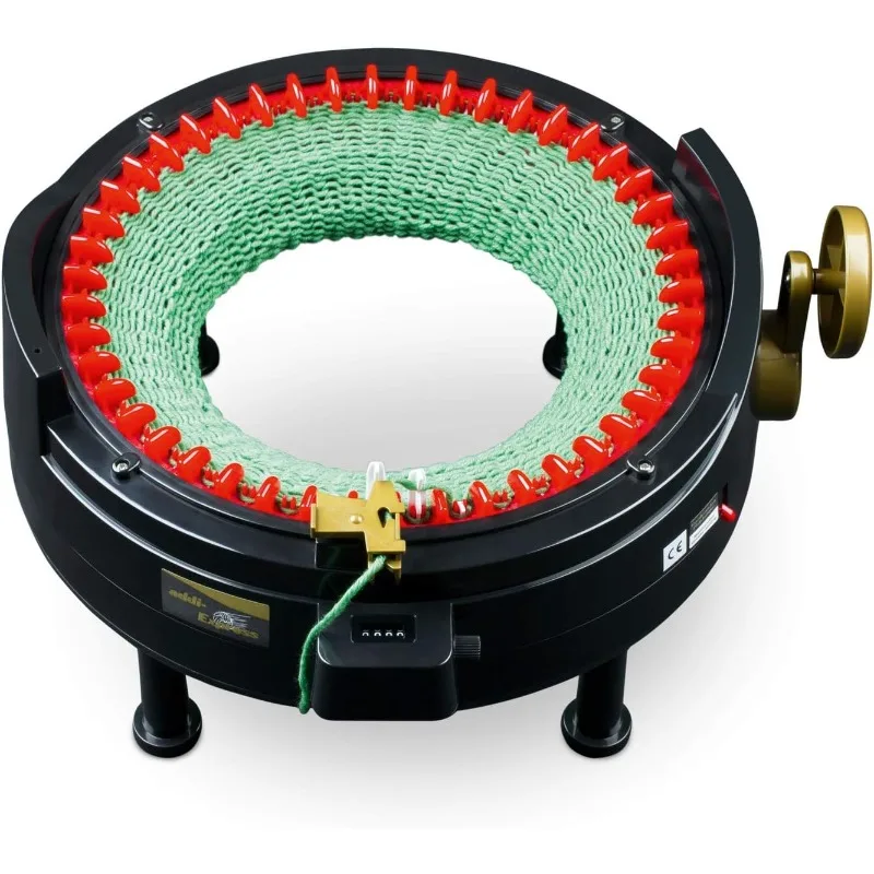 King Size Knitting Machine, 46 Needles Circle Knit Loom Machine With Row Counter And Hand Crank, Black, 17.7 Inch