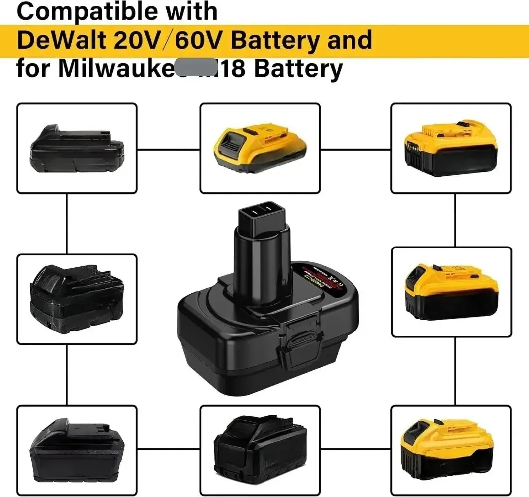 

Адаптер для аккумуляторов DM20DC12: преобразователь для инструментов Milwaukee 18В и Dewalt 20В в Dewalt 12В