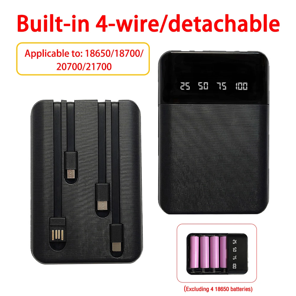 

DIY 4*18650 Battery Power Bank Case USB Ports Free Welding Battery Holder Shell No Soldering Storage Box for Phone Charging