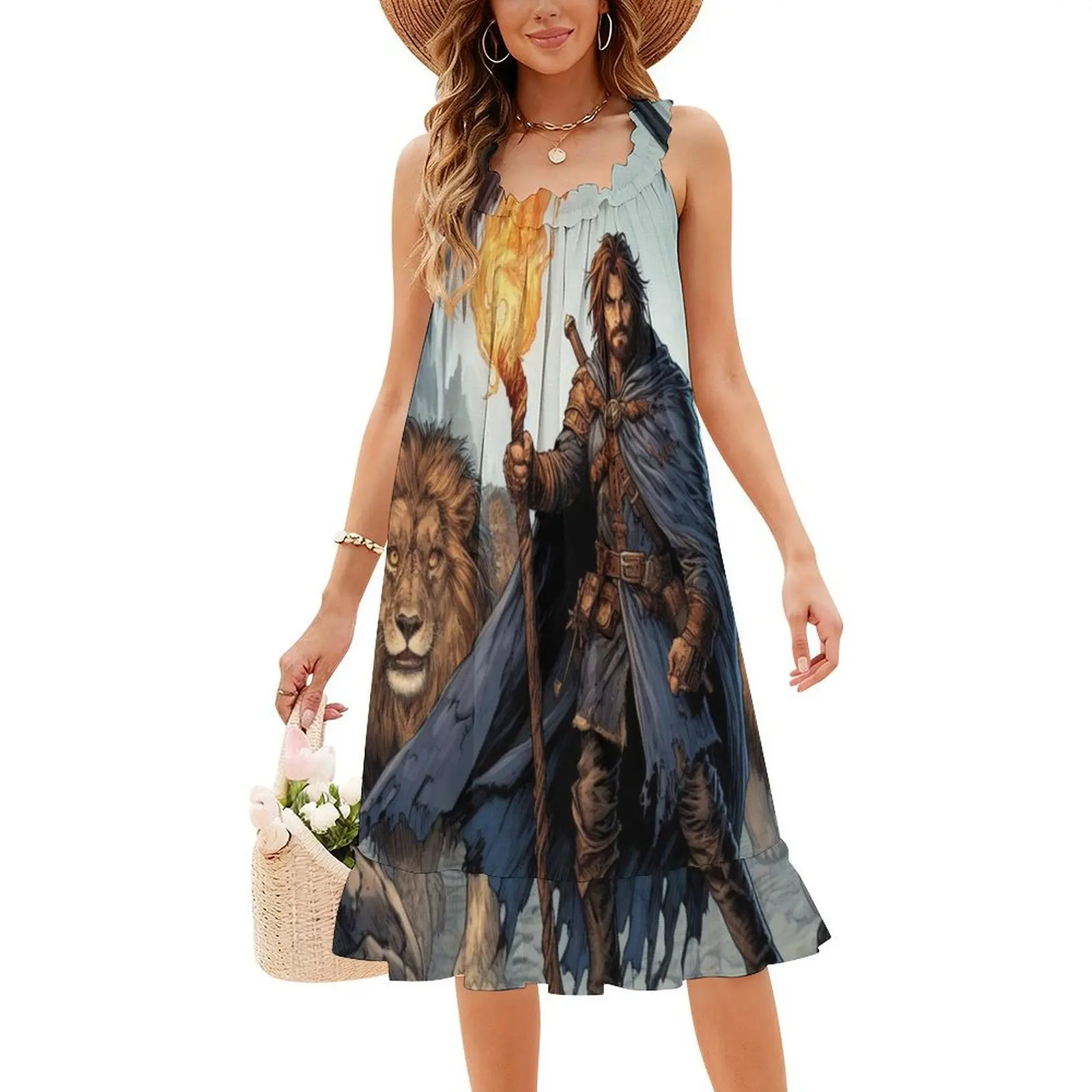 رجل الكهف الأزهار سموك فستان للنساء الربيع الصيف فستان كاجوال للحزب كهف الأسود النار معالج مساء فستان المرأة #4