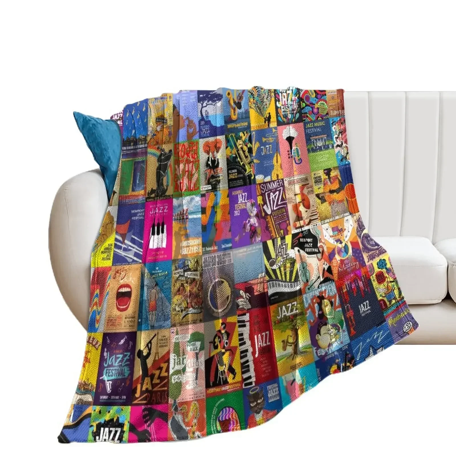 

Jazz Festivals Throw Blanket For Decorative Sofa Hairy Luxury Throw Blankets