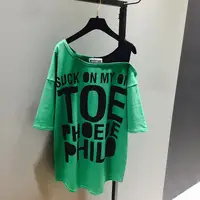 Camiseta verde para mujer, Tops gráficos de manga corta a la moda de verano, ropa informal de talla grande, Camiseta holgada coreana, verde a media pierna