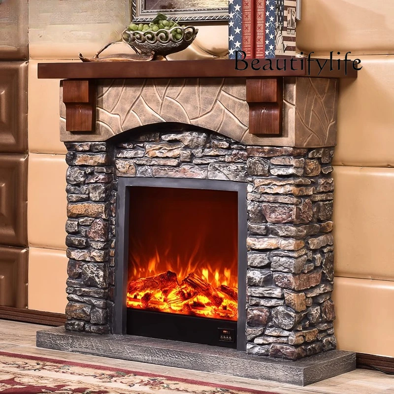 

European American retro mantel decorative cabinet imitation stone mantel decorative heating core designer