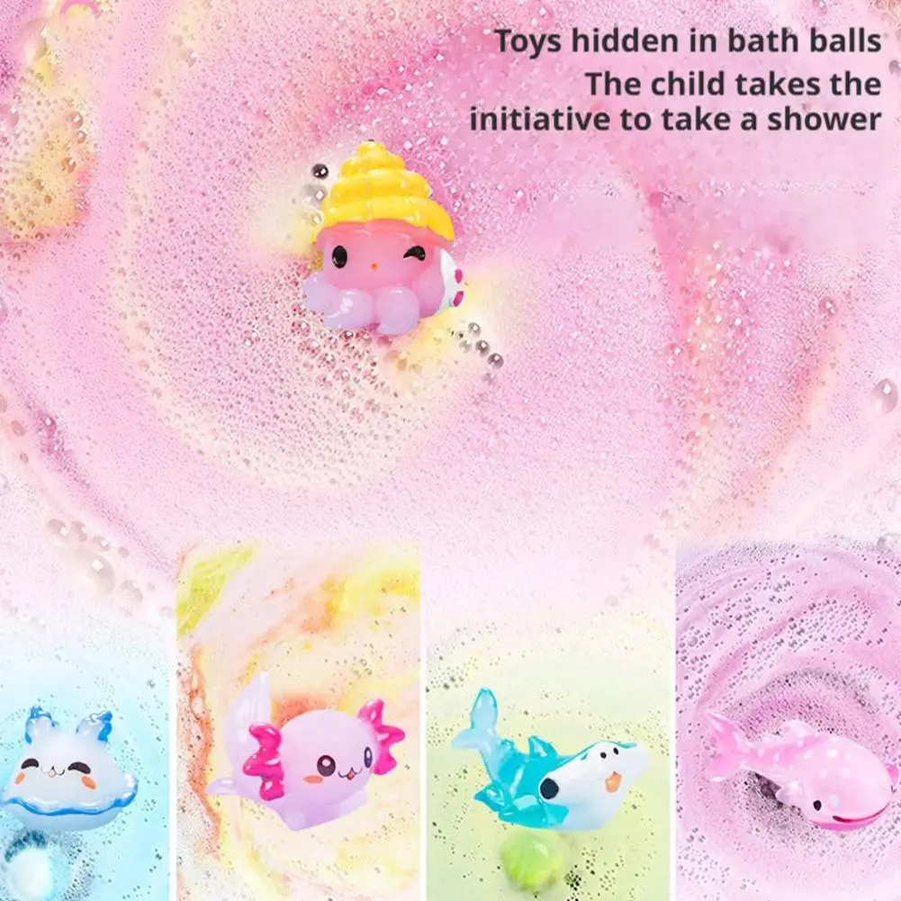 Ocean Toy Bath Bombs 12pcs Gift Set Bubble Bath Balls with Toys Essential Oil Dried Flowers Kids Spa Gift Box Set