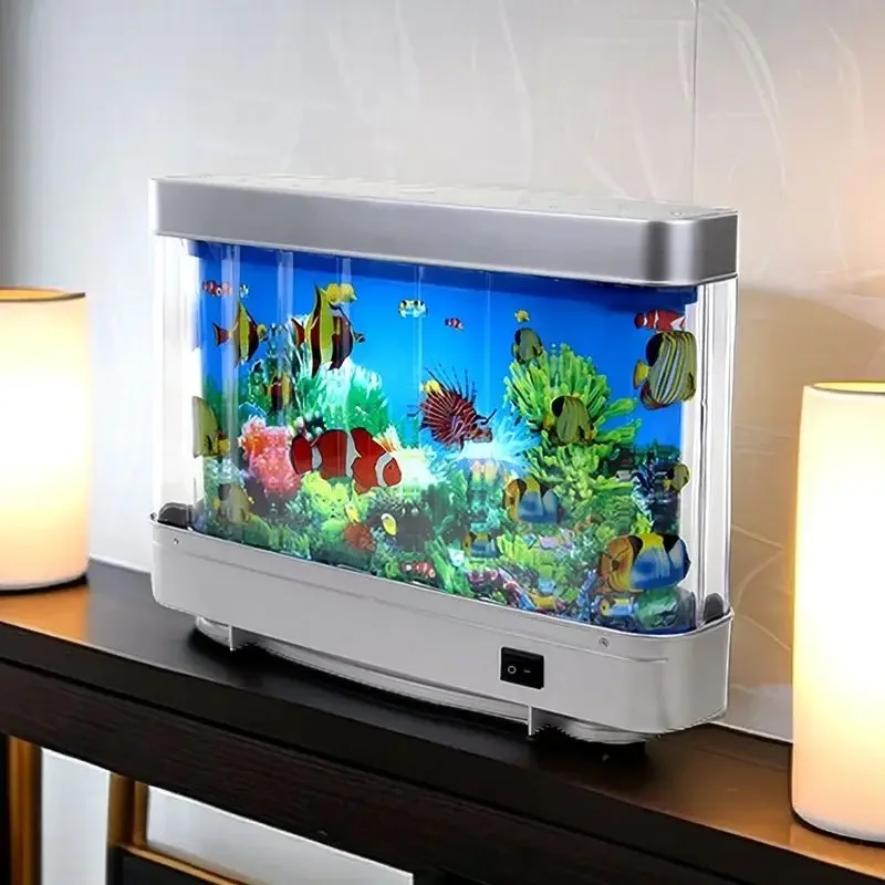 Artificial Tropical Fish Tank Lamps Aquarium Decorative Table Lamp Virtual Ocean Dynamic LED Night Light Child Room Decor Gift