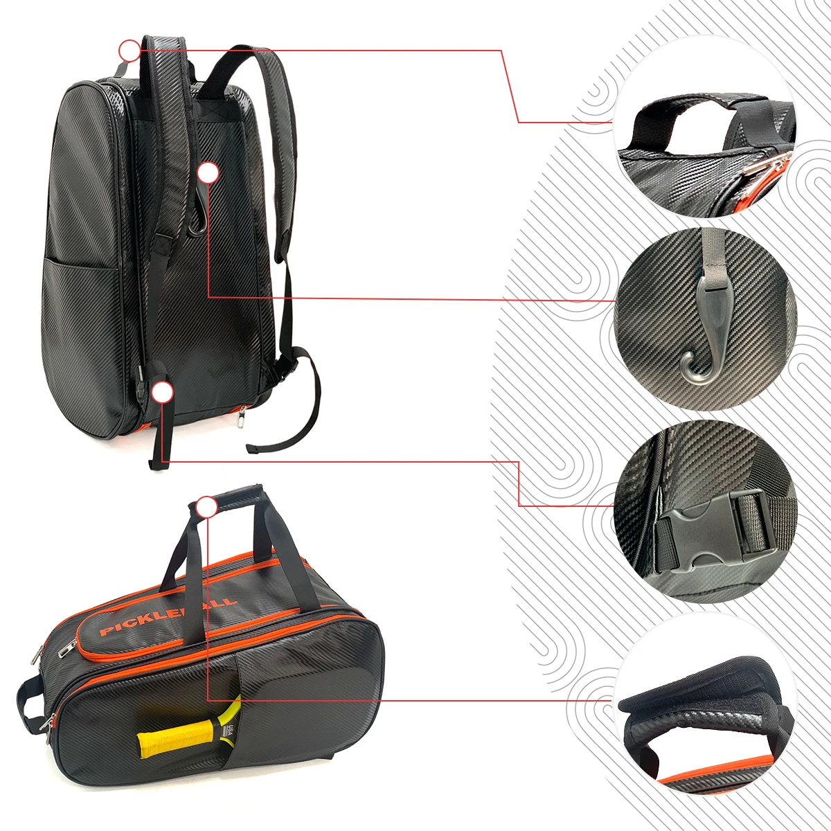 다기능 스포츠 라켓 배낭 피클 볼 배드민턴 테니스 일일 휴대용 코트 라켓 가방 남자 여자 야외 스포츠 가방