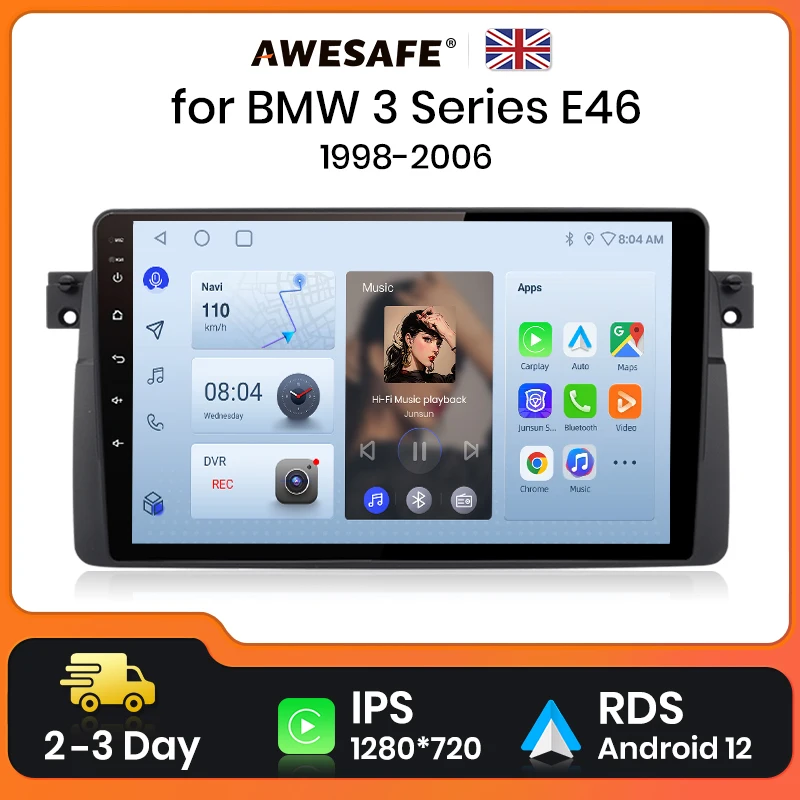 AWESAFE Wireless CarPlay Android Auto Radio For BMW E46 Coupe M3 Rover 316i 318i GPS Navigation Stereo Car Intelligent Systems