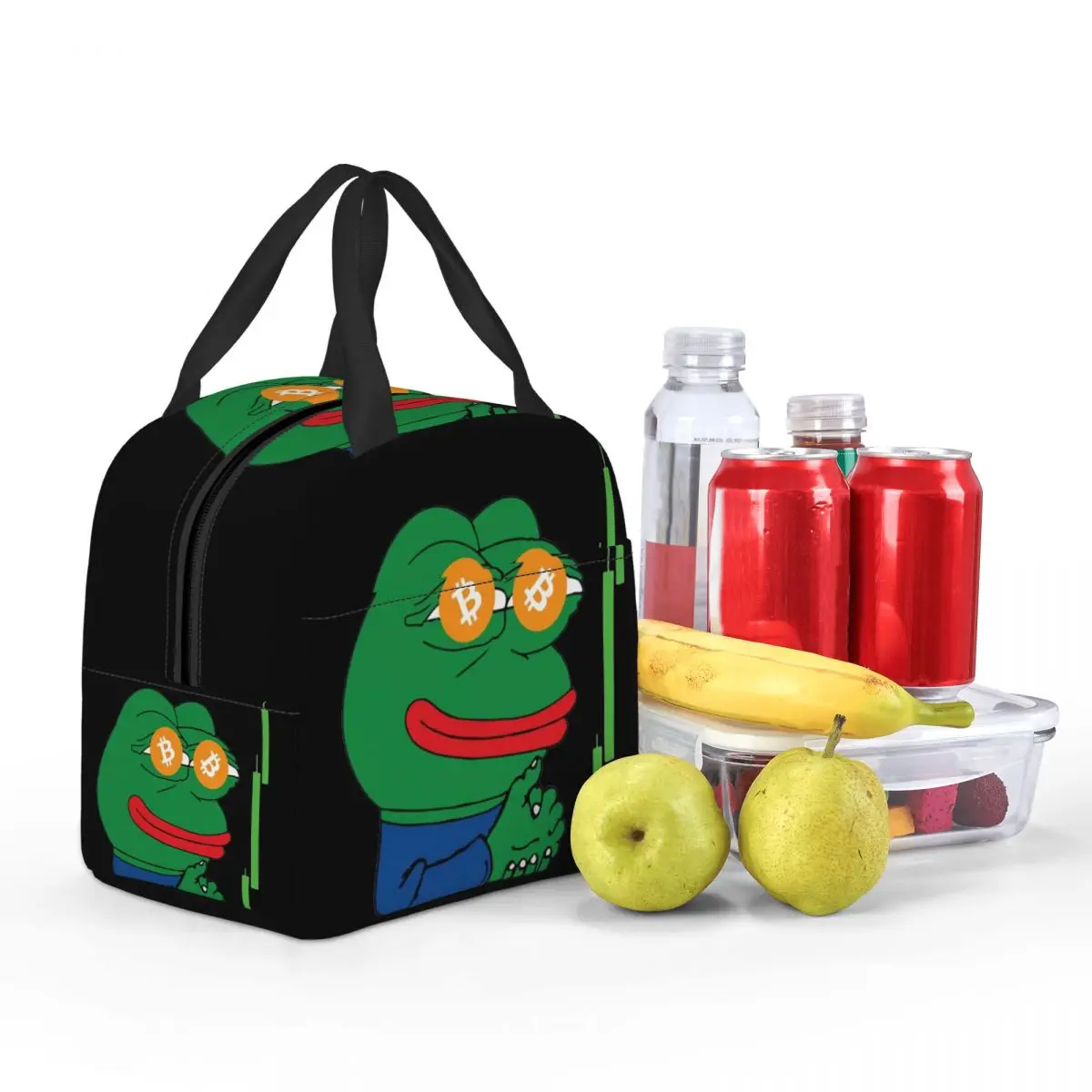 Pepe Frog Animal Bitcoin Crypto Lunch Bag Insulation Bento Pack Bag Meal Pack Handbag