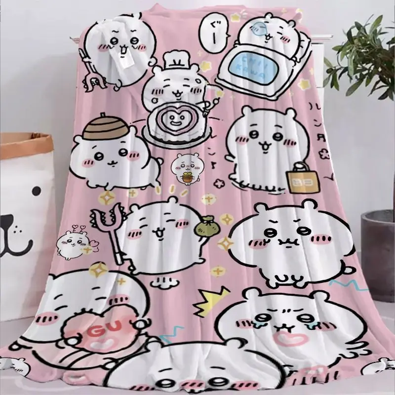 Kawaii Chiikawa Nap Blanket Cartoon Hd Printed Flannel Thin Blanket Living Room Bedroom Blanket Student Dormitory Blanket Soft