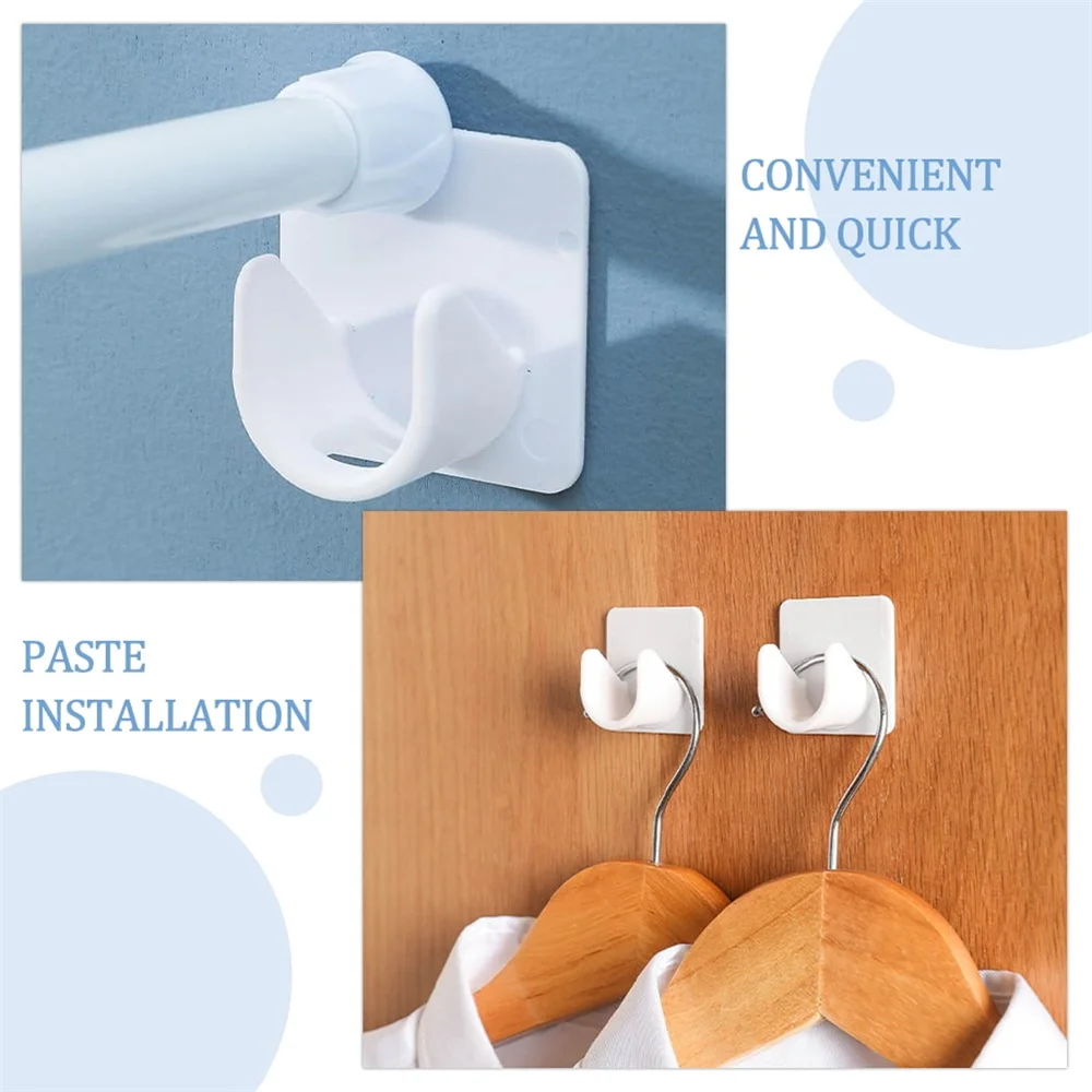 2pcs Strong Curtain Rod Bracket Holders Hooks Self-adhesive Adjustable Curtain Fixing Clip Punch-free Household Pole Support