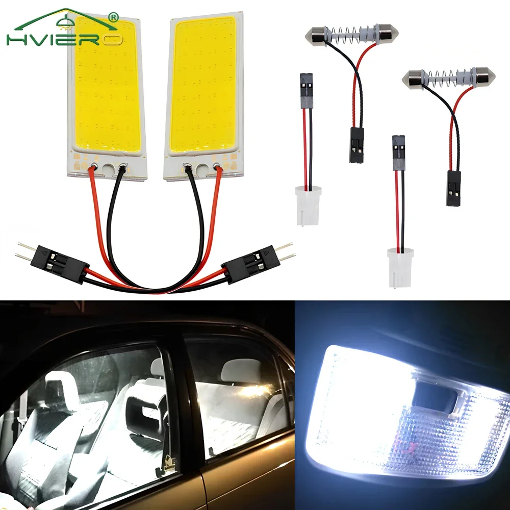 2Pcs White LED Lamp C5W Wedge 36SMD Wick Panel Car Interior Map Light Dome Flower DC 12V Auto Reading Brake Backup Lighting Bulb