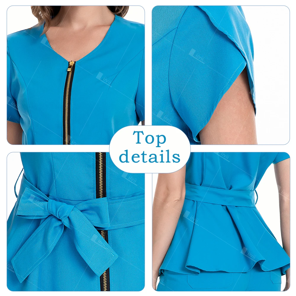 Uniforme médico ajustado para mujer, ropa de trabajo para salón de belleza, conjunto de exfoliación, accesorios de enfermería, Hospital, clínica Dental, uniforme de cirugía