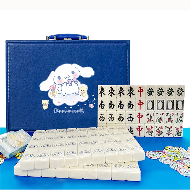 

144pcs Household Hand Rubbing Mahjong Card Cute Net Red White Crystal Cute dog 40mm Cartoon Mahjong Card Environmentally MJ33