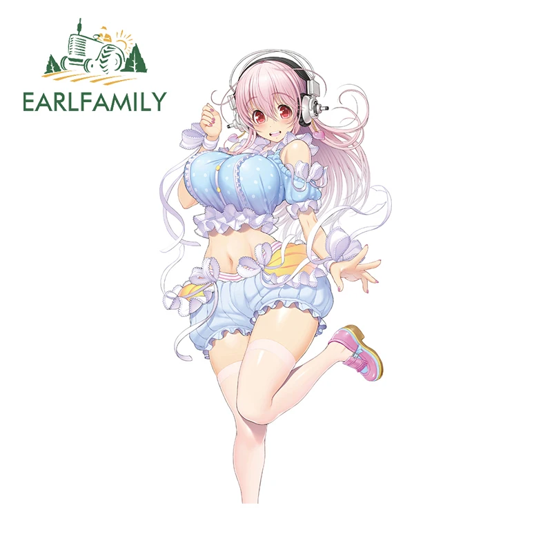 EARLFAMILY 13cm X 6.7cm for Sexy Thicc Anime Girl SUPERSONICO Waifu Car Stickers Graffiti Cute Decals Scratch-Proof Helmet Decor