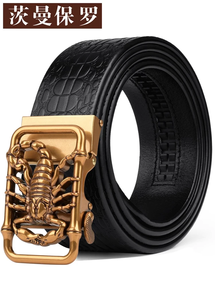 zimerpluo-メンズベルト-本物の純粋なカーフスキン-自動バックル-カジュアル-ファッション-ウエストベルト-中年および若者向け