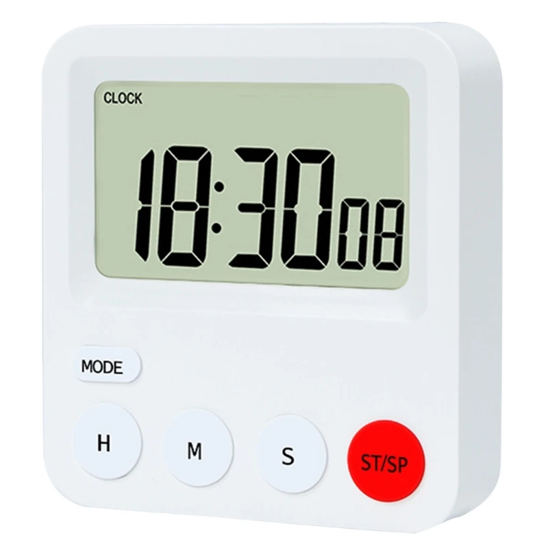 Digital Timer Alarm Clock Countdown Timer with Magnet Tabletop Wall Mount Small Alarm Clock 24 Hours LCD Display Timer PXPD