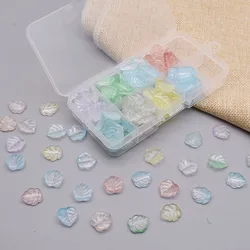 30/60Pcs/lot 14X15mm Glass Beads Leafs Leaves Transparent Green Loose Spacer Beads Charms Pendants Czech Glass DIY