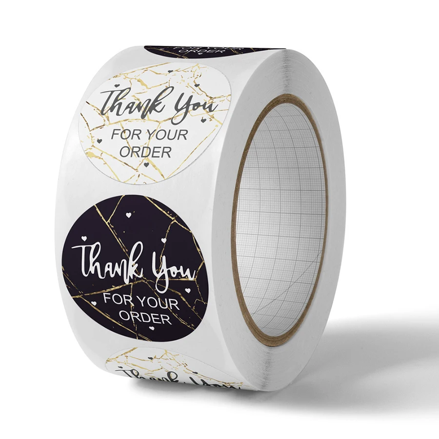 500PCS/Roll Stickers Thank You for Your Order with Gold Foil Pink Sticker for Company Giveaway & Birthday Party Favors Labels view 3
