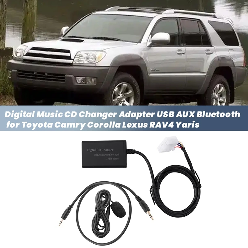 (5+7)Pin Car Digital Music CD Changer Adapter USB AUX Bluetooth Music Disc Box For Toyota Camry Corolla Lexus RAV4 Yaris