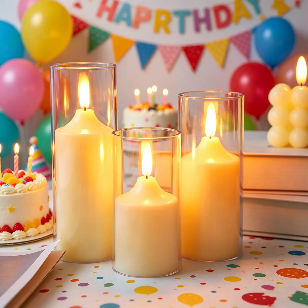 3pcs/ Set LED Flameless Flickering Candles, LED Pillar Candles Lights Battery Operated Plastic Candles Lamp Electric Candles - view 2