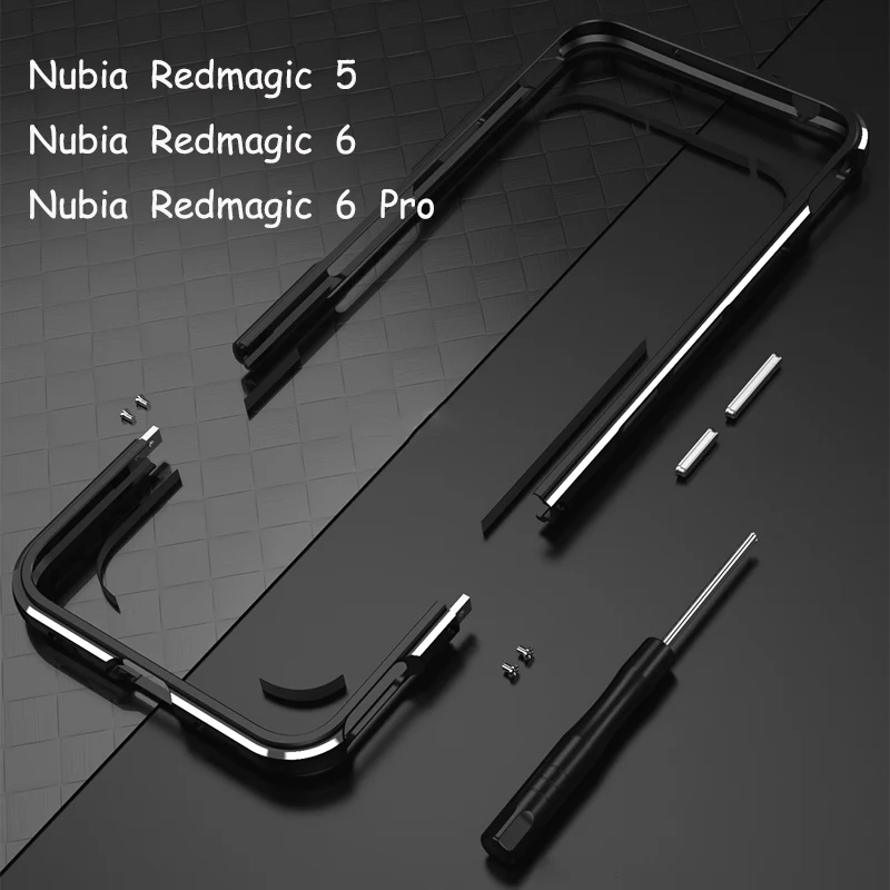 Aurora Dual Color Border Camera Lens Guard+Side Bumper For Nubia Red Magic 6 5 6Pro Slim Aluminum Metal Case Frame Protector