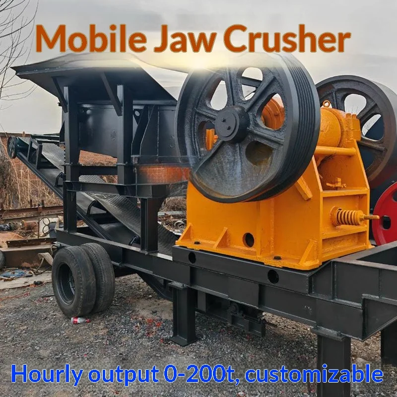 Portable Construction Waste Stone Limestone Jaw Crusher, Mobile Sand And Gravel Production Line